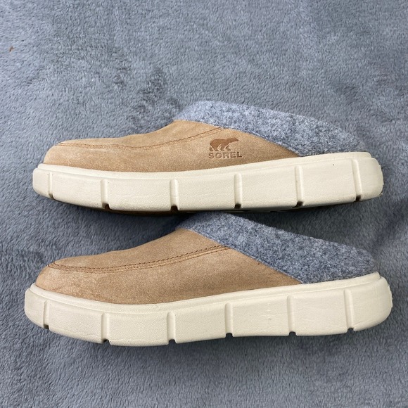 Sorel Mule Explorer III Women 9 Brown Fossil NL5253253 Suede Faux Sherling Lined - Picture 5 of 10